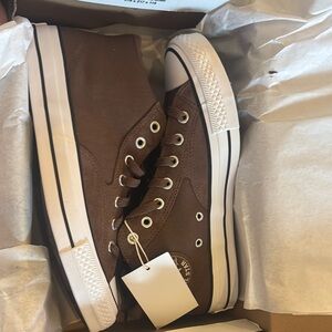 Brown Converse High-Top Sneakers with Rubber Toe Cap